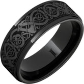 The Viking - Black Diamond Ceramic Engraved Ring
